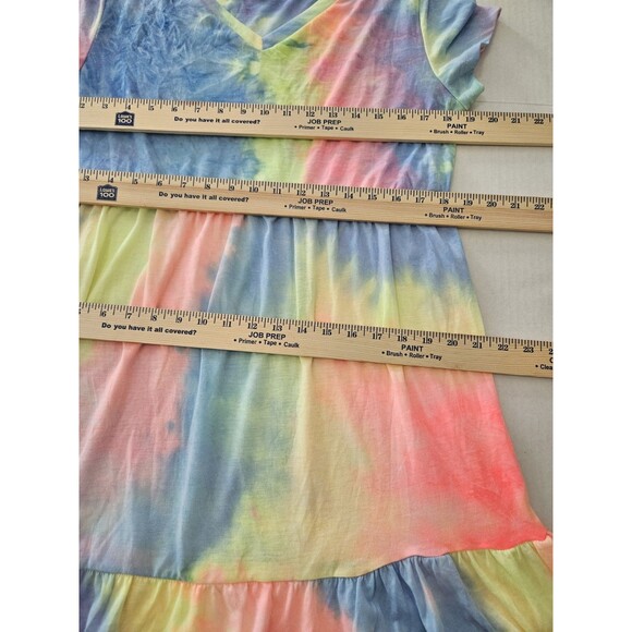 Shein Tie Dye V Neck Skater Dress Size L Brightly Colored - Picture 5 of 7
